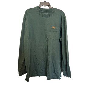 Wrangler Riggs Workwear Mens Long Sleeve T-Shirt LT Green Cotton Comfortable
